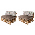 Paletové sedenie Golden Garden GG77 - podsedák a vankúš 120cm x 80cm x 15cm penový granulát slabo hnedá vzor ružové kvety